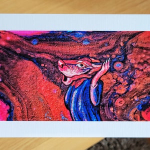 Edvard Munch Scream Art Fox Print Wolf Painting - Obra de arte engraçada e famosa, cartão ucraniano, pôster folclórico eslavo do homem-lobo do artista mARTishasea