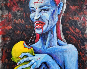 Zombie Art Portrait Print, Dark Surreal Anti War Artwork, Psychological Outsider, Creepy Symbolic Wall Decor by Ukrainian Artist mARTishasea