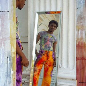 Indie Alt Style Tie-Dye Unisex Sweatpants Cork Accents Drawstring Waist & Cuff Pockets Lined Streetwear Size S-L
