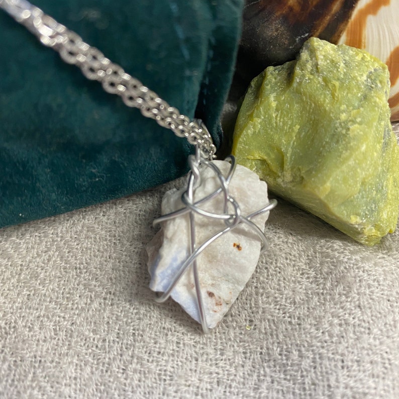 Sky Blue Quartz Necklace Metaphysical Jewelry Crystals