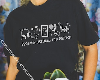 Probablement en train d'écouter un podcast Icône mignonne T-shirt graphique rétro MCM Comfort Colors® Podcasts Lover Talk Radio T-shirt vintage True Crime Morbid MFM