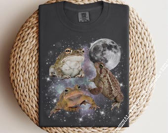 Trois crapauds dans l'espace vintage rétro Comfort Colors® T-shirt crapaud céleste rigolo lune Amoureux de la grenouille T-shirt graphique crapaud grunge délavé surdimensionné des années 90
