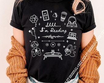 Chut, je lis amateur de livres audio T-shirt graphique Comfort Colors®, icône mignonne, cadeau pour les lecteurs Les livres audio comptent pour les passionnés d'écoute