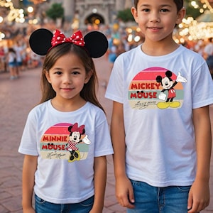 Matching Mickey Minnie Mouse Shirts for Kids, Disney Family Vacation T-Shirts, Cute Disneyland Outfits for Boys and Girls,Family Disney Trip