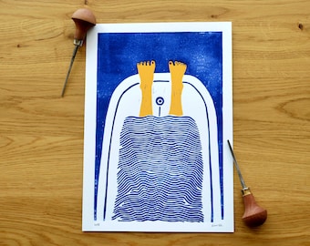 Baden · Original lino print · 3 color print