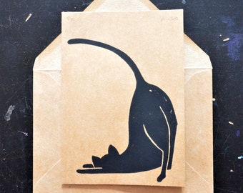 Original linocut print Greeting Card Piglet Pink