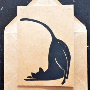 Original Linoldruck · Grußkarte · Katze II · Kraftpapier · inkl. Umschlag