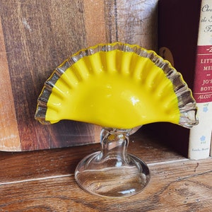 Vintage Murano Style Mundgeblasen gelb Glas Serviettenhalter