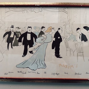 Menú enmarcado de Maxim de Paris vintage RARO