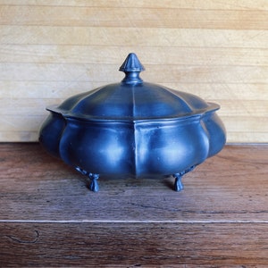 Vintage Pewter Footed & Lidded Tureen Dish
