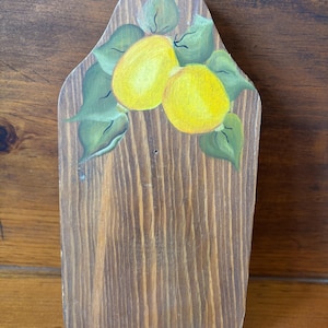 Vintage Hand Painted Lemons Cutting Board / Citrus Kitchen Decr