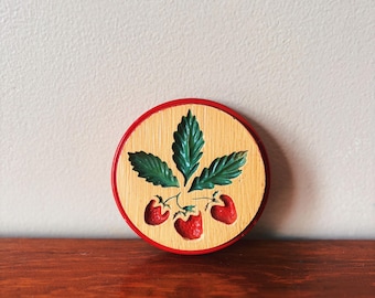 Vintage Strawberry Plasterware Dough Mold Wall Decor