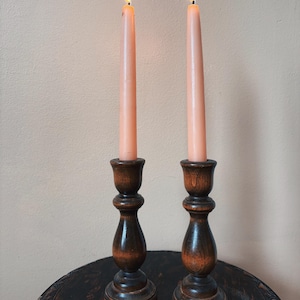 Rustic Wooden Taper Candle Holders – Vintage Style Farmhouse Decor Candle Stands