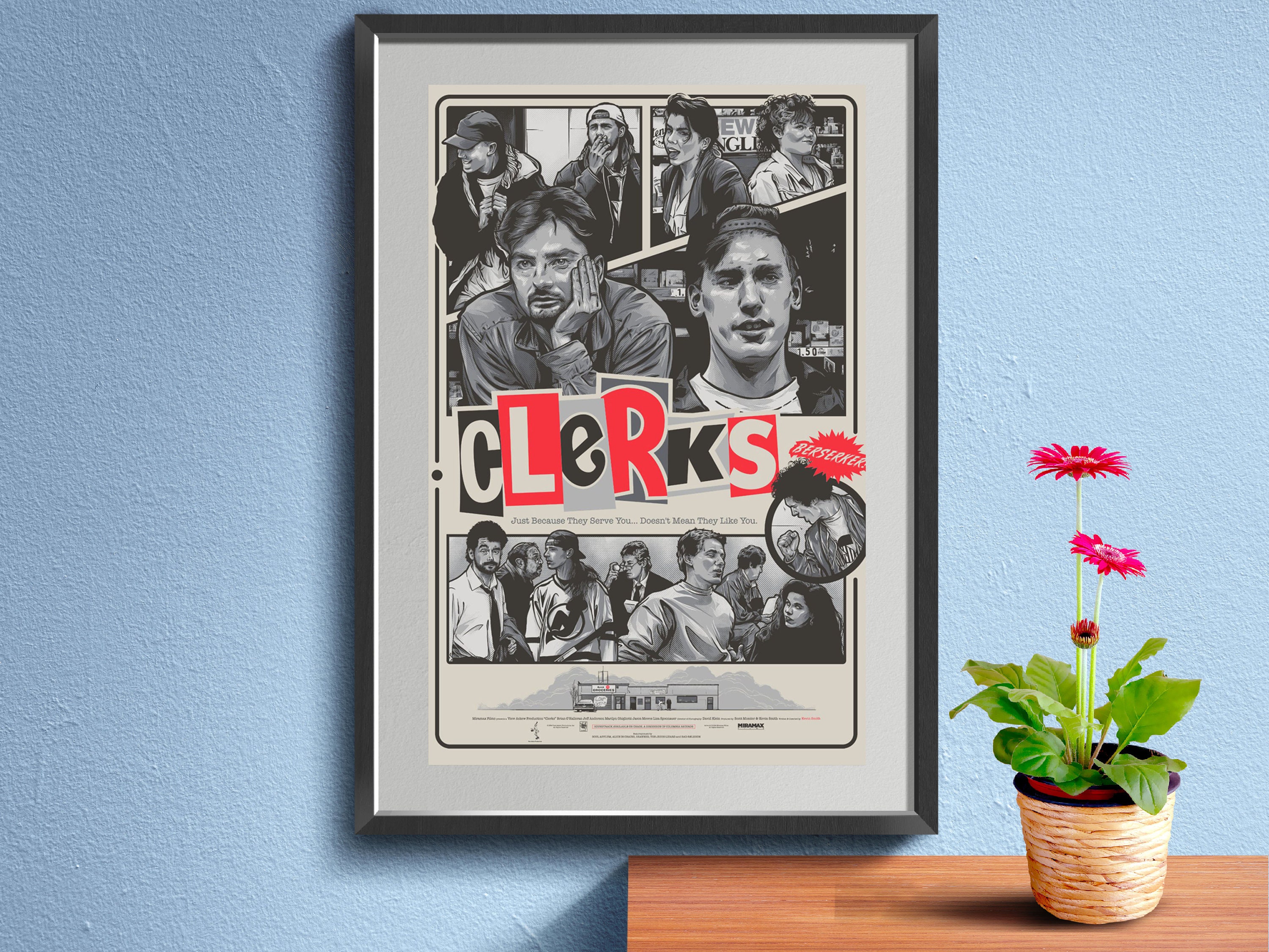 Clerks Poster, American Independent Black and White Buddy Comedy Film