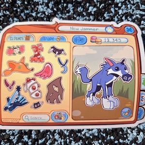 DRESS UP WOLF | Animal Jam | Glossy Sticker sheet | Preorder | Made to order