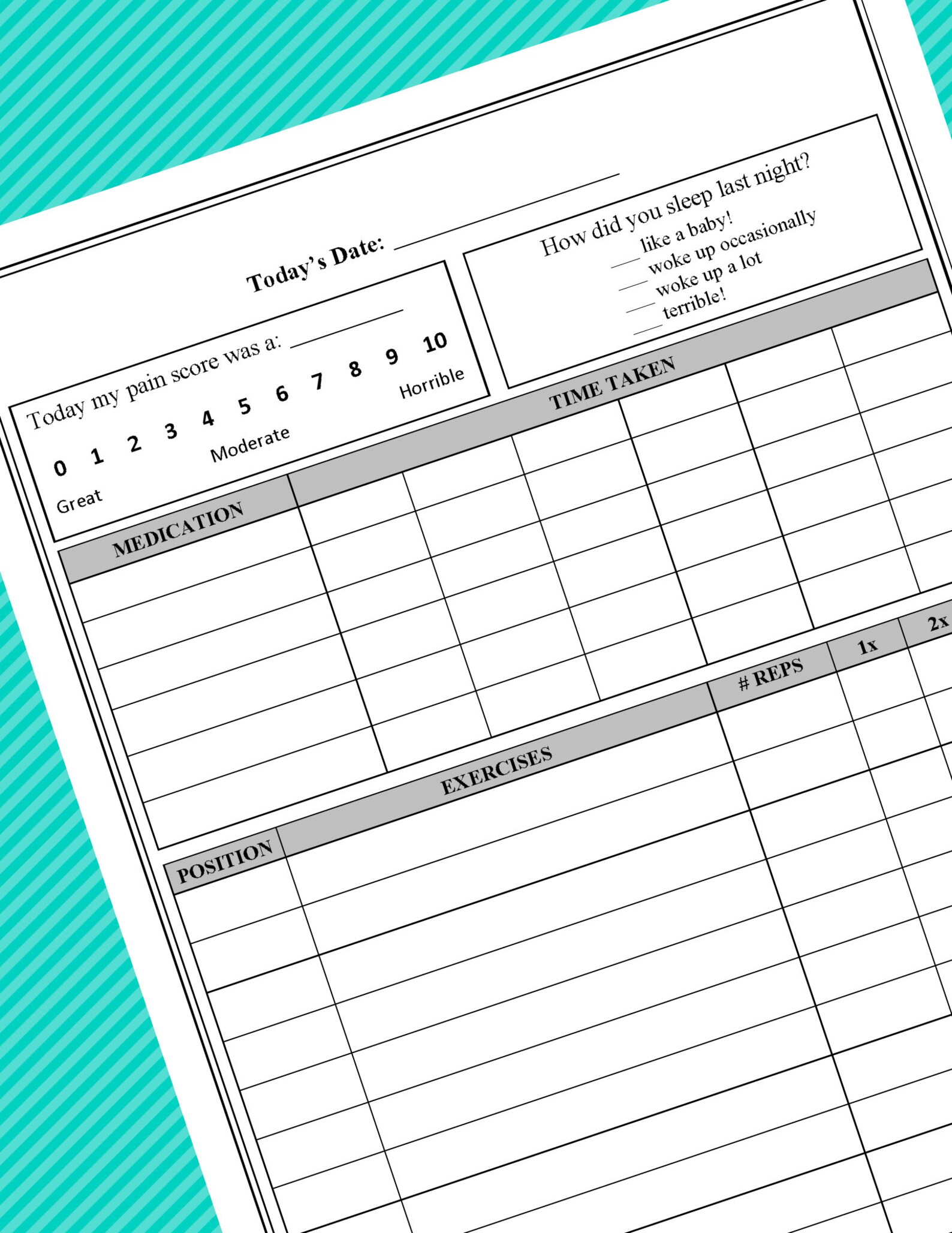 PRINTABLE Surgery Recovery Daily Log / FILLABLE / Knee Surgery | Etsy