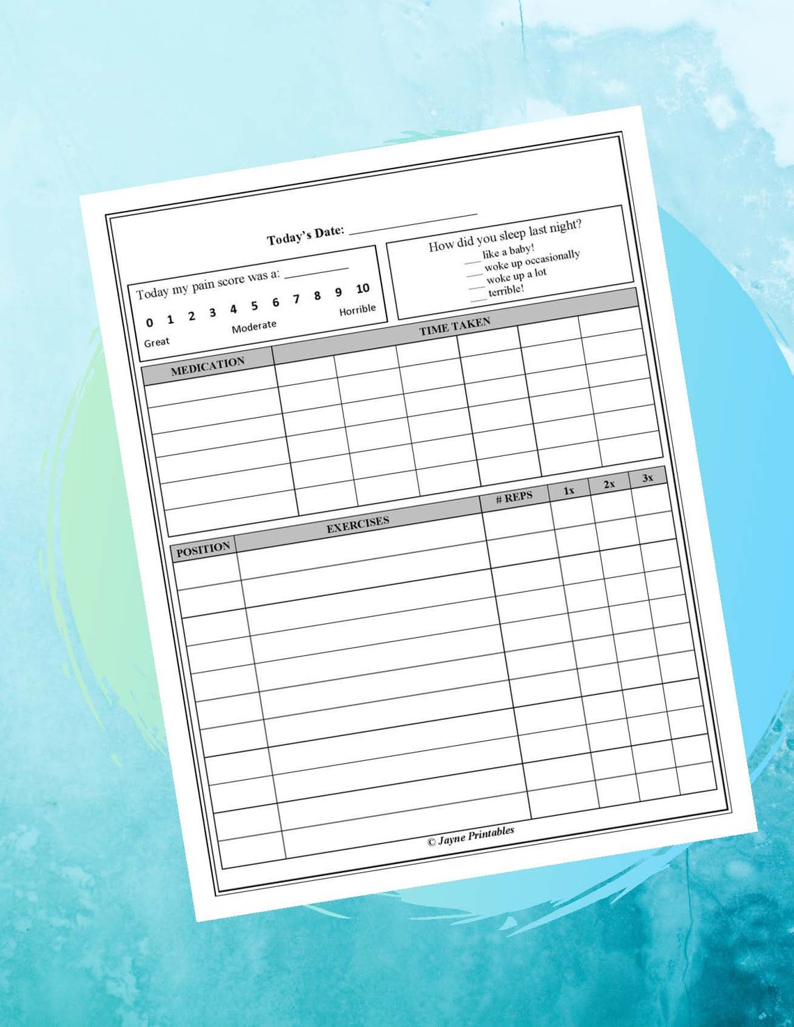 PRINTABLE Surgery Recovery Daily Log / FILLABLE / Knee Surgery | Etsy