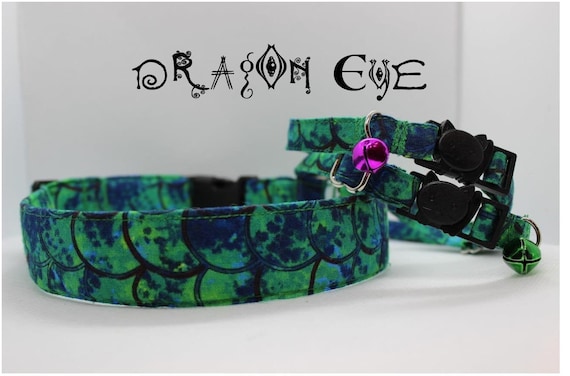 Wizarding Collar Cat Breakaway Bell Collar Dog Dragon Cat Collar Scale Gift Potter Fan Fabric Cat Collar Magic Dog Collar Wizard Cat Kitten