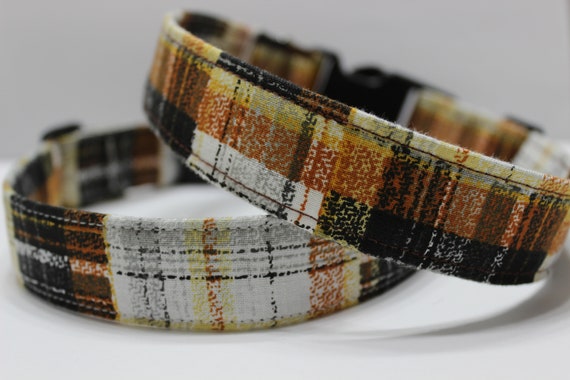 Dog Fall Collar Cat Plaid Dog Collar Harvest Cat Thanksgiving Collar Dog Orange Cat Collar Autumn Dog Brown Collar Pumpkin Cat Breakaway