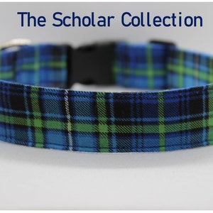 Charm Dog Collar Plaid Cat Collar Breakaway Preppy Dog Collar Blue Cat Green Collar Dog Camping Cat Collar Lake Dog Hiking Collar Cat Charm