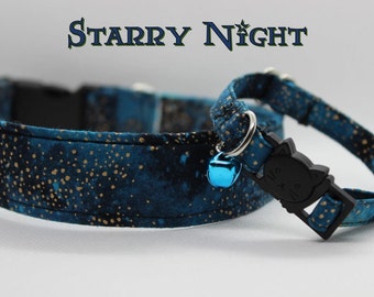 Cat Collar Starry Night Dog Galaxy Collar Cat Breakaway Nature Collar Dog Celestial Cat Collar Magic Dog Wizard Collar Cat Gold Dog