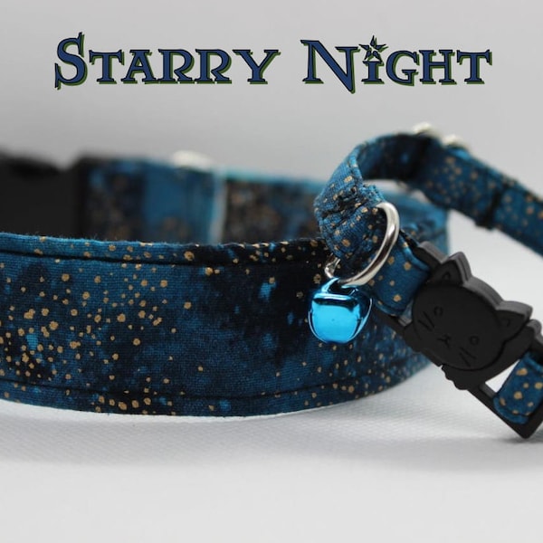 Cat Collar Starry Night Dog Galaxy Collar Cat Breakaway Nature Collar Dog Celestial Cat Collar Magic Dog Wizard Collar Cat Gold Dog