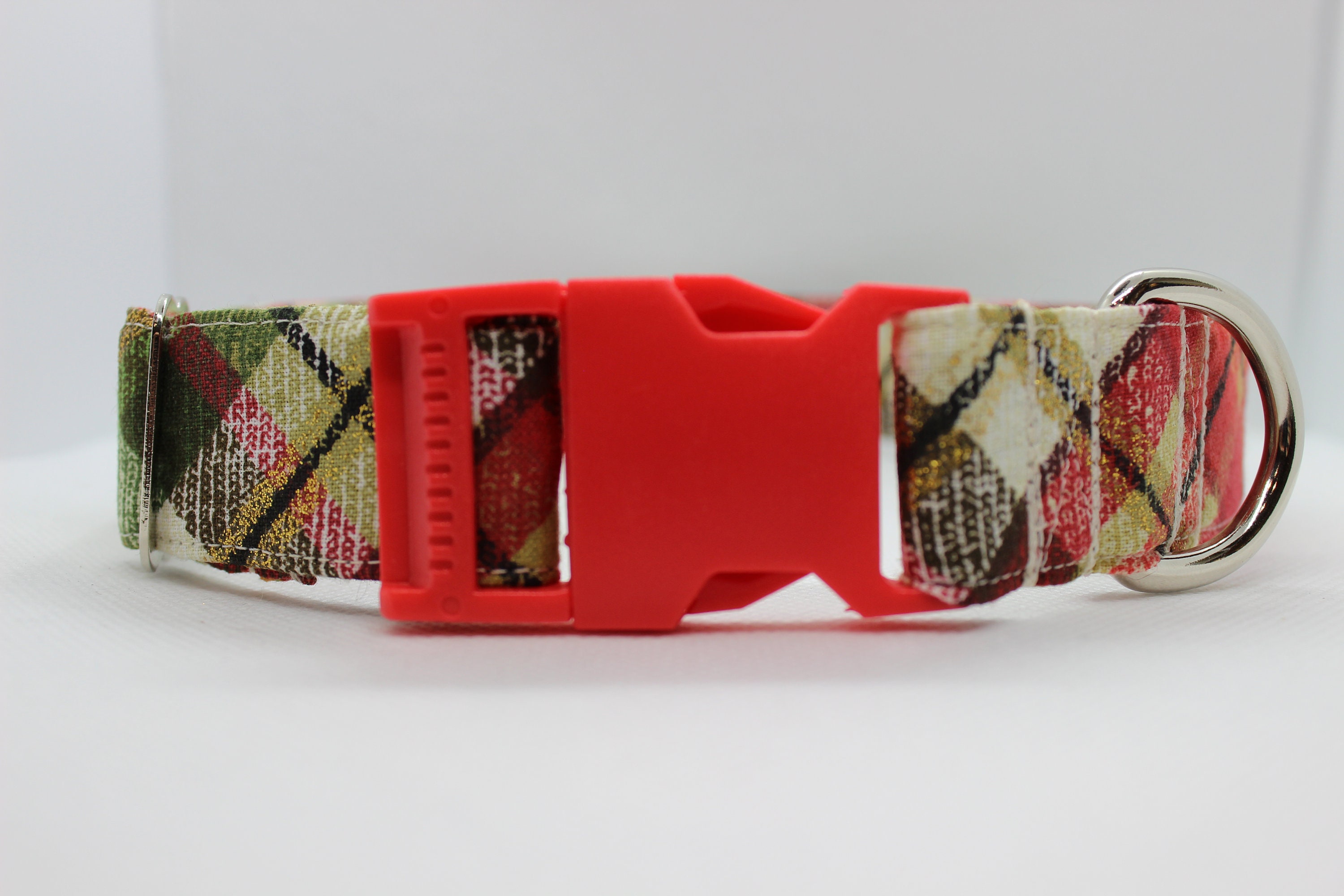 Plaid Dog Collar Vintage Dog Collar Gold Dog Collar Christmas Etsy.de