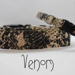 Dog Snake Collar Cat Snakeskin Dog Collar Animal Print Cat Collar Canvas Dog Collar Villain Cat Collar Serpent Dog Collar Cat Breakaway Bell