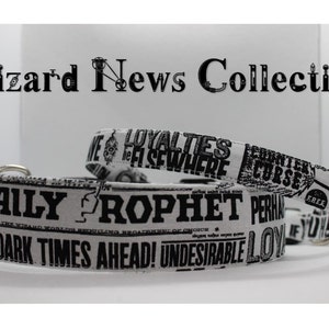 Dog Collar made with Licensed Harry Potter Daily Prophet Fabric Collar Dog Wizard Collar Cat Magic Dog Collar Potter Fan Cat Collar Kitten