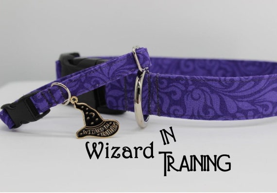 Purple Witch Cat/Dog Collar, Wizard Potion Cat/Dog Collar, Witchy Halloween Dog/Cat Collar, Black Magic Dog/Cat Breakaway Collar With Charm