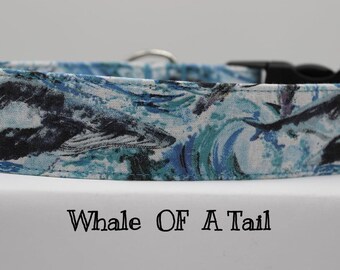 Dog Collar Whale Dog Collar Water Dog Collar Nature Dog Collar Ocean Dog Collar Nautical Dog Collar Sea Dog Collar Beach Dog Collar Aqua