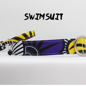 Beachy Cat Collar, Beach Dog Collar, Purple, Yellow & Black/White Stripe Dog/Cat/Kitten Collar, Summer Cat Breakaway Collar, Gift for Friend