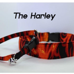 Dog Harley Collar Cat Red Flame Dog Rock N Roll Cat Fire Breakaway Bell Fire Fighter Collar Cat Motorcycle Ride Dog Flame Cat Collar Kitten
