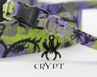 Spider Cat/Dog Collar, Purple Green Spooky Cat/Dog Collar, Villain Witchy Cat Collar, Magic Scary Cat Collar Geek, Halloween Cat/Dog Collar