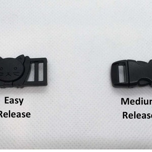 Cat breakway clasp buckle - Easy release  and  medium release  in  black.