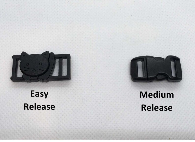 Cat breakway clasp buckle - Easy release  and  medium release  in  black.