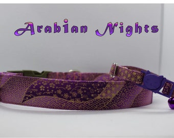 Cat Aladdin Collar Dog Magic Cat Collar Dog Purple Pink Collar Gold Cat Moroccan Collar Dog Flower Cat Breakaway Collar Kitten Asian Collar