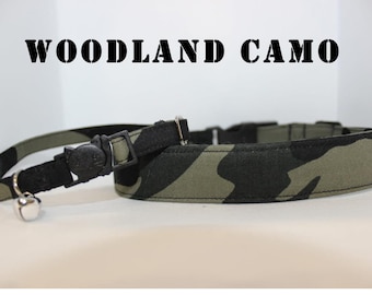 Woodland Camo Military Cat/Dog Collar, Green Army Camouflage Cat/Dog Collar,   Jungle Nature Hunter Cat Collar Breakaway with Bell