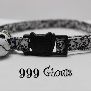 Halloween Cat Collar Monochrome Skeleton Bell Cat Collar Skull Spooky Cat Collar Nightmare Cat Haunted Breakaway Bell Get Before Christmas image 1