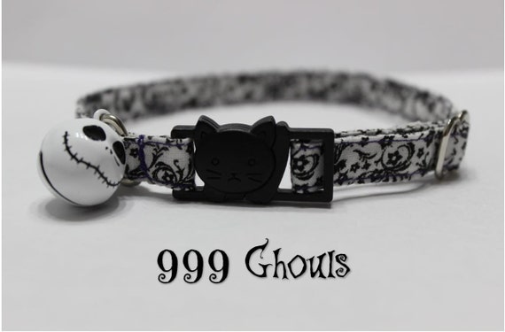 Halloween Cat Collar Monochrome Skeleton Bell Cat Collar Skull Spooky Cat Collar Nightmare Cat Haunted  Breakaway Bell Get Before Christmas