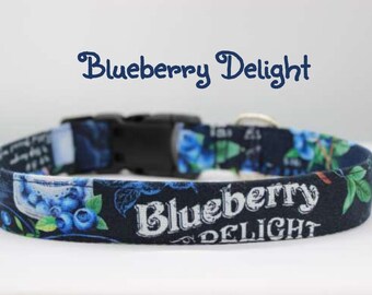 Blueberry Delight-Fruit Produce Berry Dog Collar, Summer Blue Navy Dog Collar, Cute Home Grown Nature Dog Collar, Blueberry Food Dog Collar
