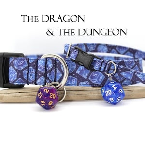 Blue Dog Collar Dungeon Cat Collar Dragon Dog Collar Dice Cat Collar Gamer Dog Collar Magic Cat Collar D20 Dog Collar Geek Cat Collar Galaxy