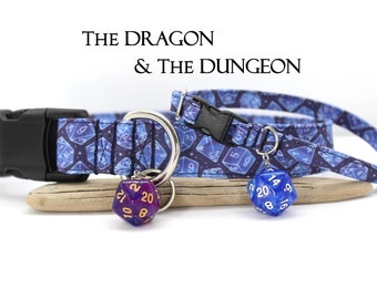 Blue Dog Collar Dungeon Cat Collar Dragon Dog Collar Dice Cat Collar Gamer Dog Collar Magic Cat Collar D20 Dog Collar Geek Cat Collar Galaxy