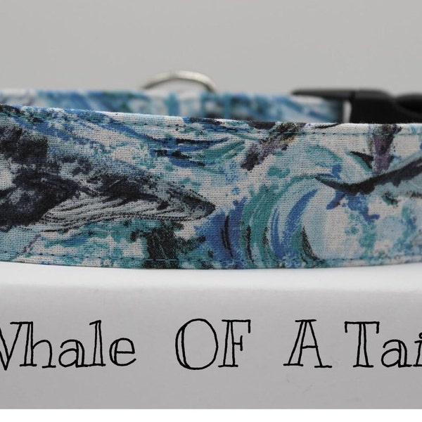 Dog Collar Whale Dog Collar Water Dog Collar Nature Dog Collar Ocean Dog Collar Nautical Dog Collar Sea Dog Collar Beach Dog Collar Aqua