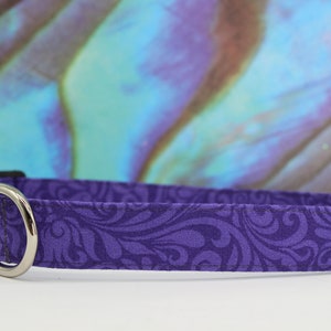 Swirls of purple and deep plum purple  paisley dog  collar