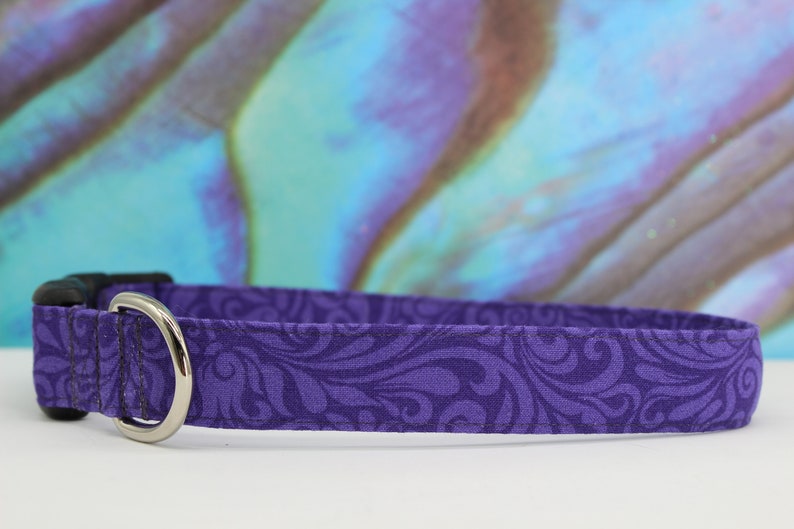 Swirls of purple and deep plum purple  paisley dog  collar