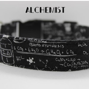Chemistry Dog Collar Science Black White Dog Collar Chalkboard Dog Collar Potions Dog Geek Collar Nerd Dog Halloween Alchemist Kitten Collar
