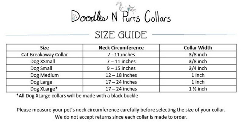 Cottar Size guide Xsmall Dog 7-11 Inches, Small dog 9-15 inches, Med Dog12-18 inches, Large Dog 1 inch wide 17-24 inches,Large Dog 1.5 inch wide 17-24 inches