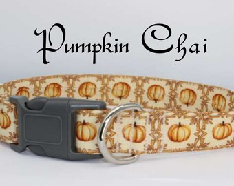 Pumpkin Chai Dog/Cat Collar Fall Cream Orange Collar Dog, Thanksgiving Autumn Dog/Cat Collar, Vintage Pumpkin Halloween Dog/Cat Collar
