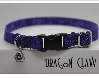 Dragon Cat Collar Villain Cat Breakaway Charm Collar Cat Purple Talon Cat Collar Glitter Claw Cat Collar Geek Magic Cat Collar Bell Kitten